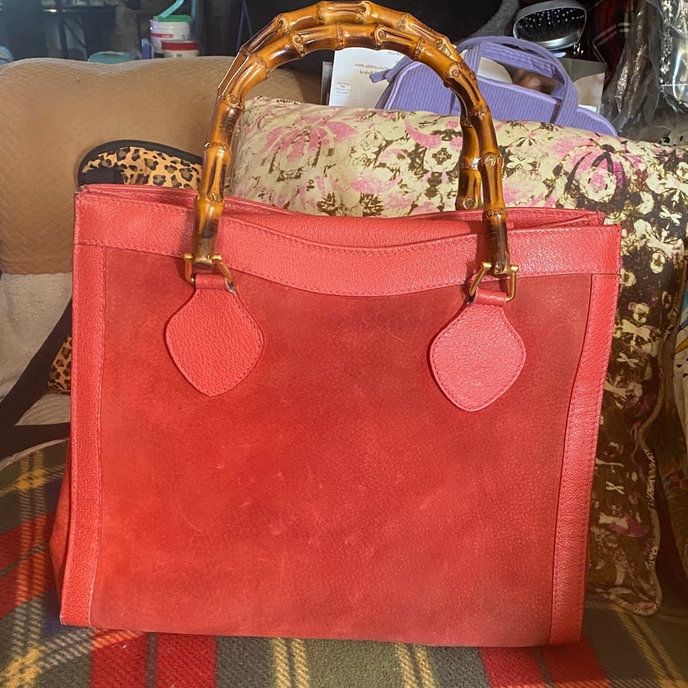 Gucci Red Tote with Bamboo Handles.. GUCCI DIANA!